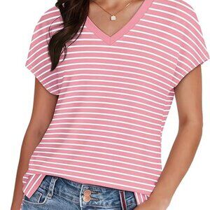 Womens Tops Basic Summer V Neck T Shirts Short Sleeve Dressy Casual